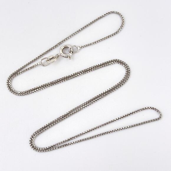 Vintage Italy Sterling Silver 925 Box Chain Necklace 18.5" - Picture 1 of 3